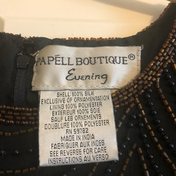 Papell Boutique Evening L Silk Beaded Scalloped - Picture 3 of 3